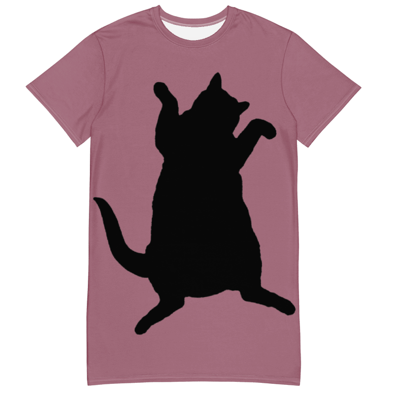 Dancing For Demeowcracy Feline Mauve T-Shirt Dress product image (6)