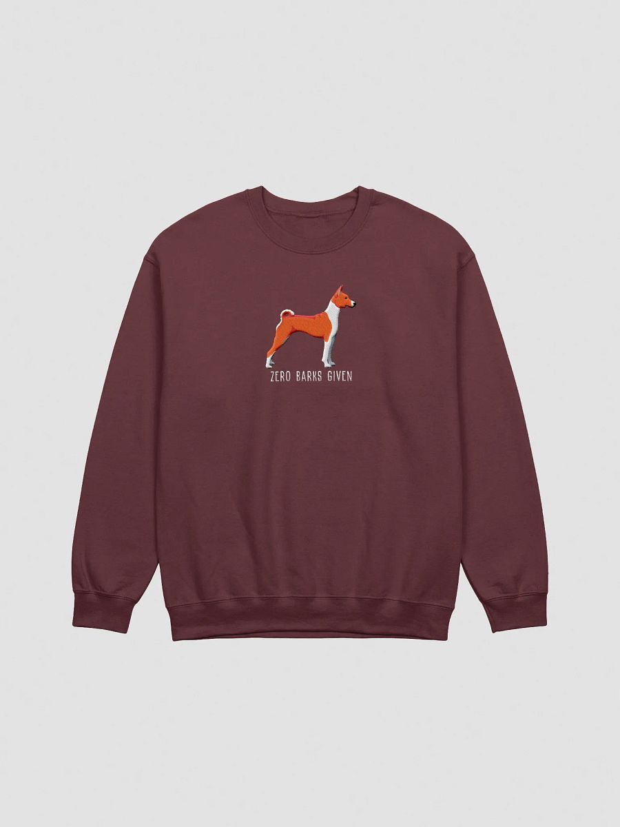Zero Barks Given Sweatshirt (Embroidered) of a Basenji product image (7)