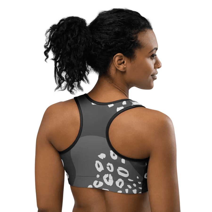 Grey Flowing Depths All-Over Sports Bra product image (7)