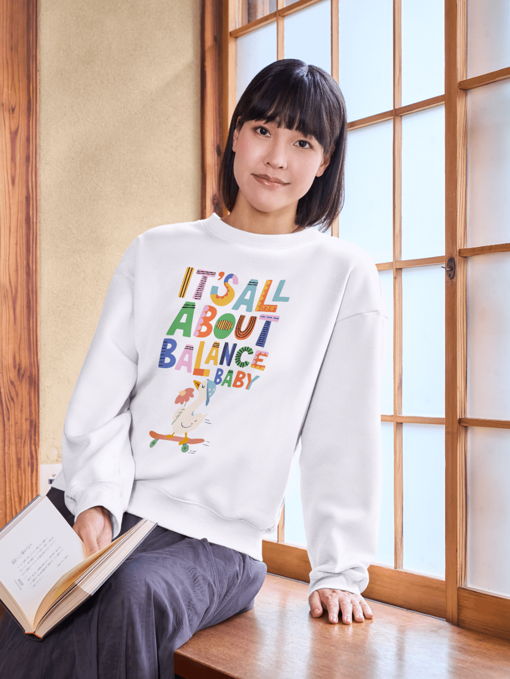 Cute Goose “Balance Baby” Unisex Crewneck Sweatshirt product image (34)