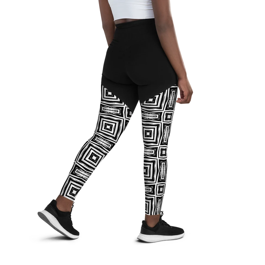 Abstract Monochrome Repeating Pattern Women's Sports Leggings product image (13)