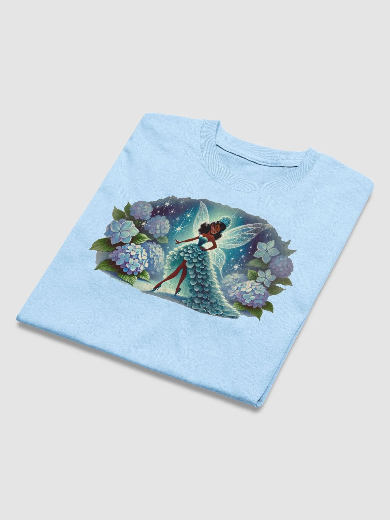 Enchanted Blue Hydrangea Fairy Basic T-Shirt by Gildan product image (4)