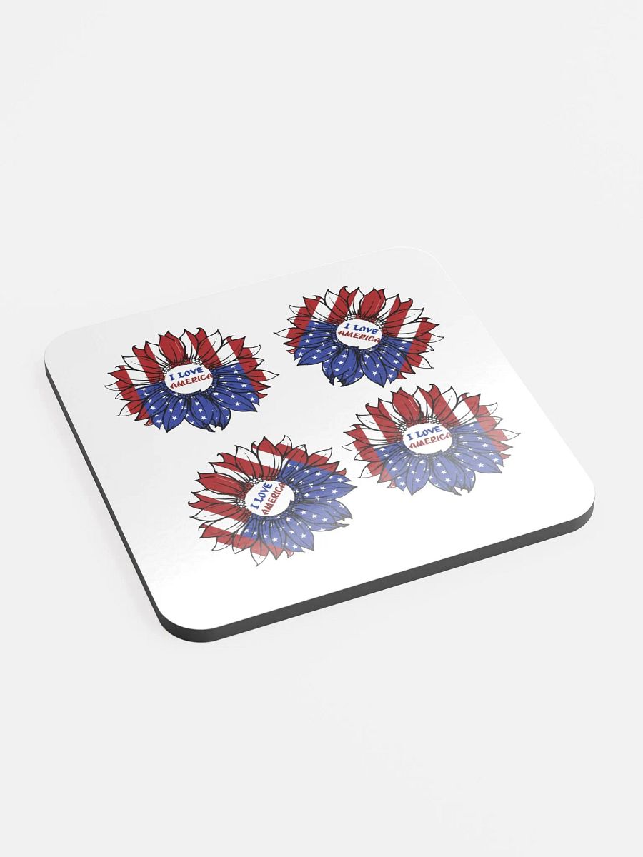 Glossed cork coaster with inspirational design. I LOVE AMERICA. product image (4)