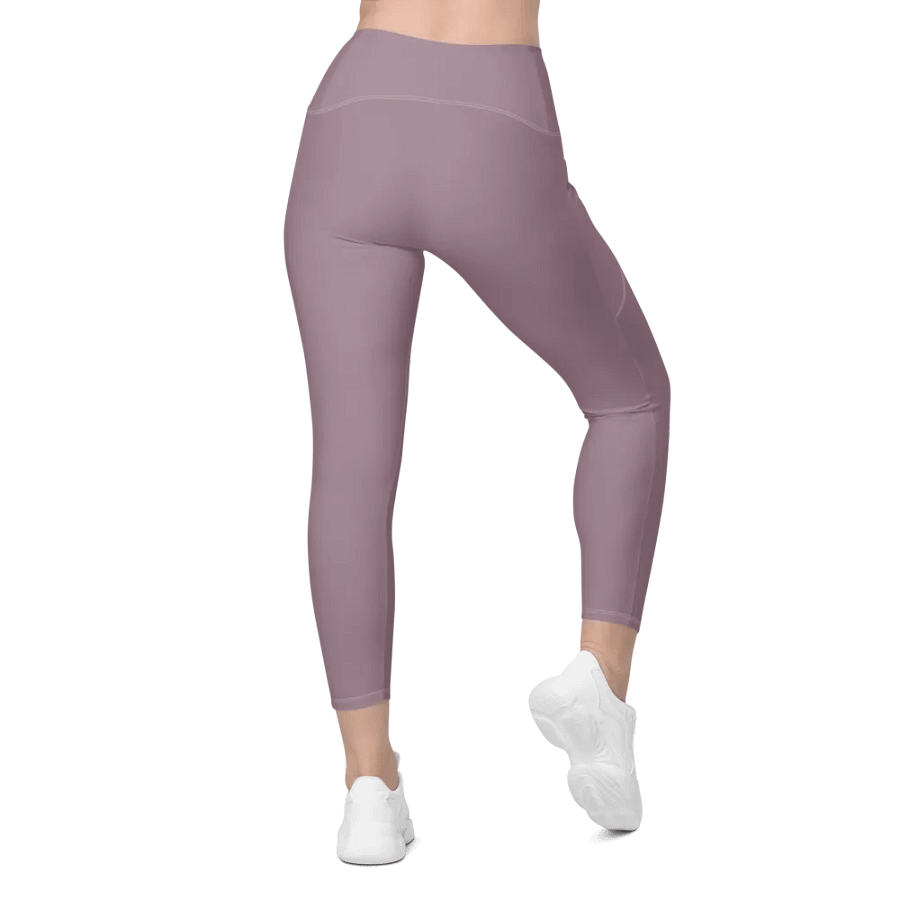 Plain Cool Brown Light Summer Women's High Waisted Premium Crossover Leggings with Pockets by Treasure Pie product image (3)