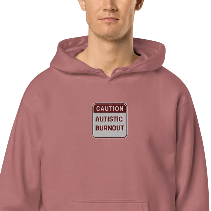 CAUTION: ASD BURNOUT embroidered pigment hoodie (maroon design) product image (2)