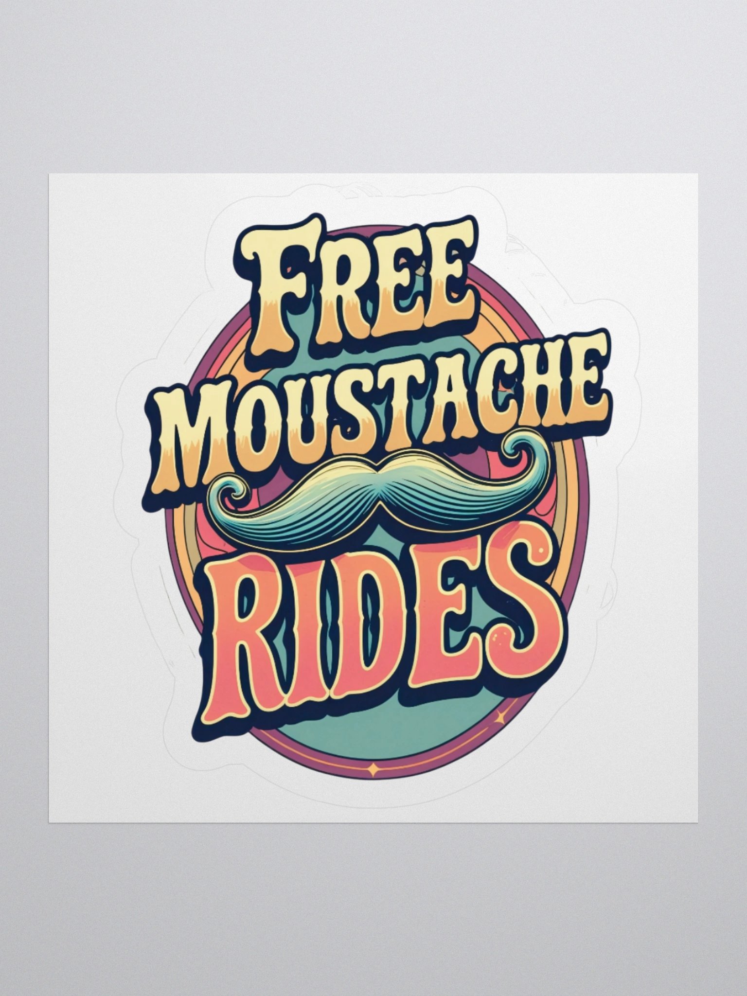 Retro 'Free Moustache Rides' Sticker product image (2)