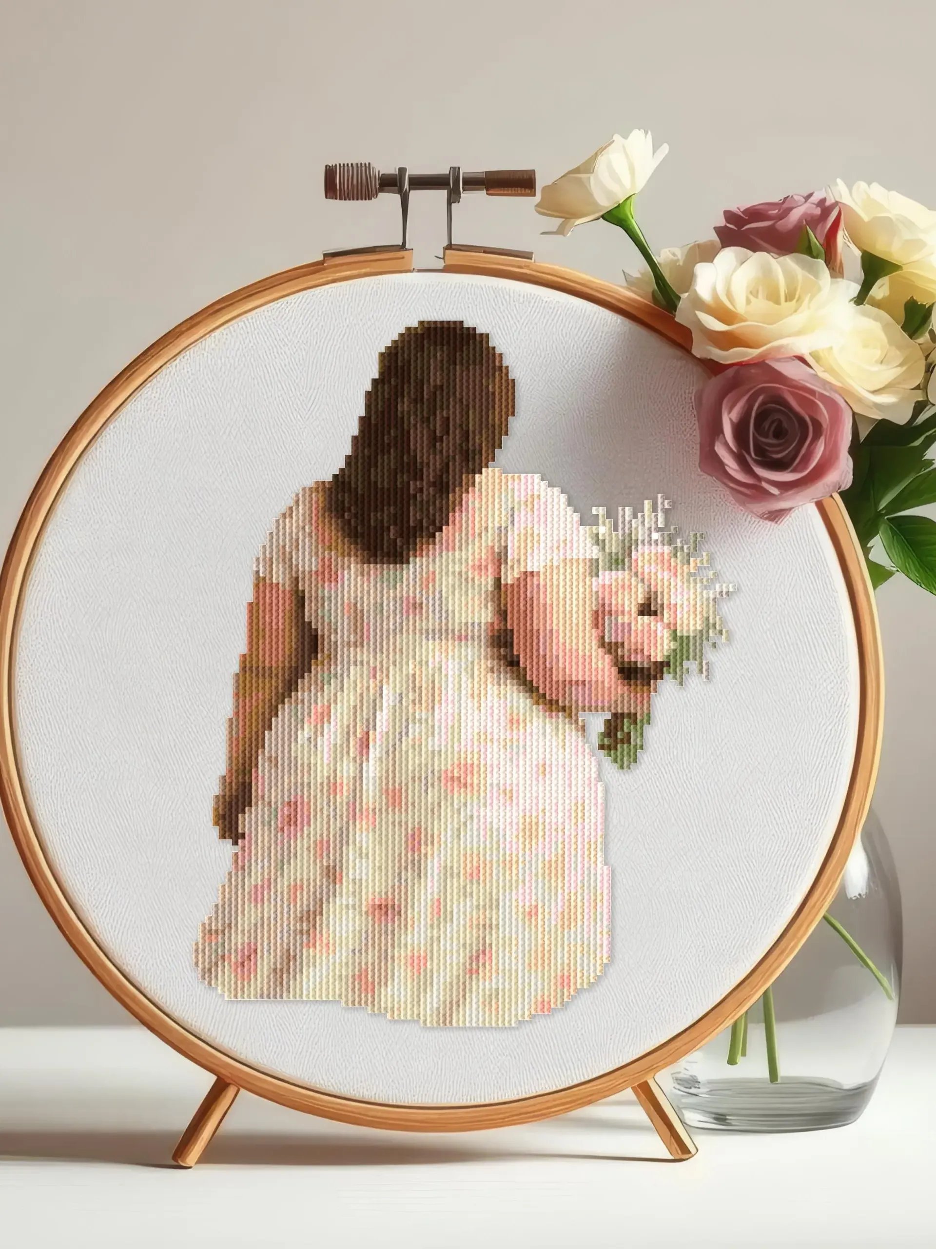 Girl With Flowers Cross Stitch Pattern product image (5)