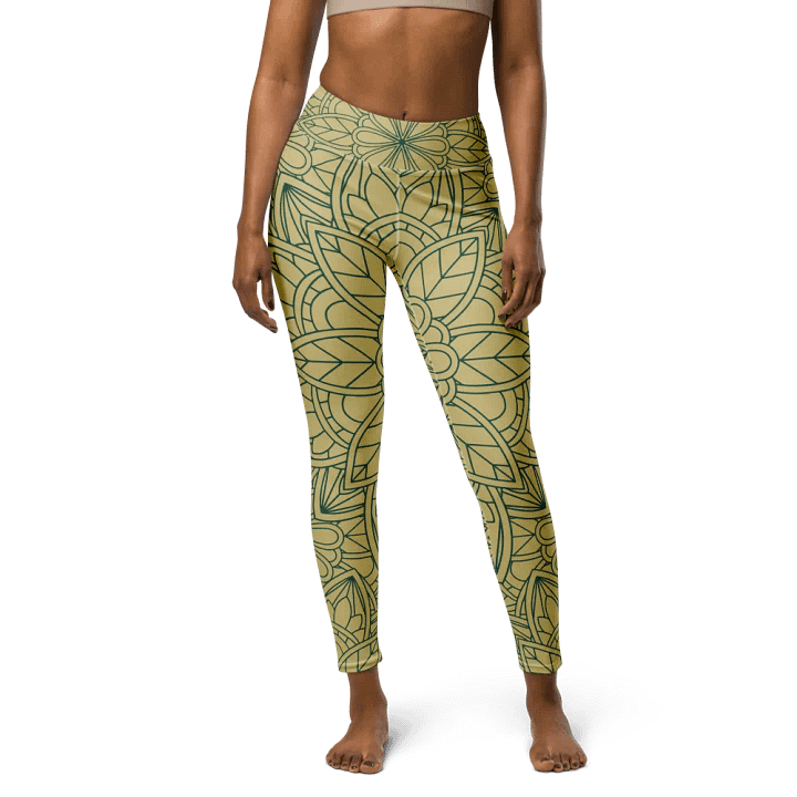 Mandala Bloom Leggings - Golden Leaf & Floral Pattern product image (2)