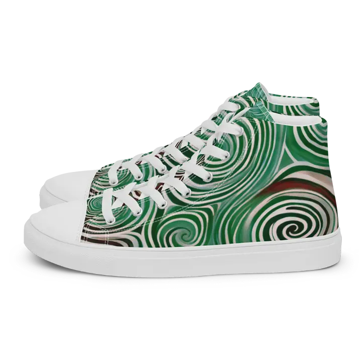 Funky Cool Green Liquid Tie-Dye Women's High-Top Canvas Shoes product image (2)