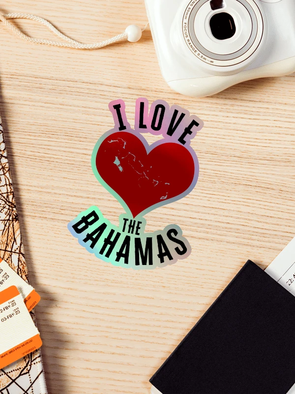 Bahamas Sticker Holographic : I Love The Bahamas : Heart Bahamas Map product image (1)