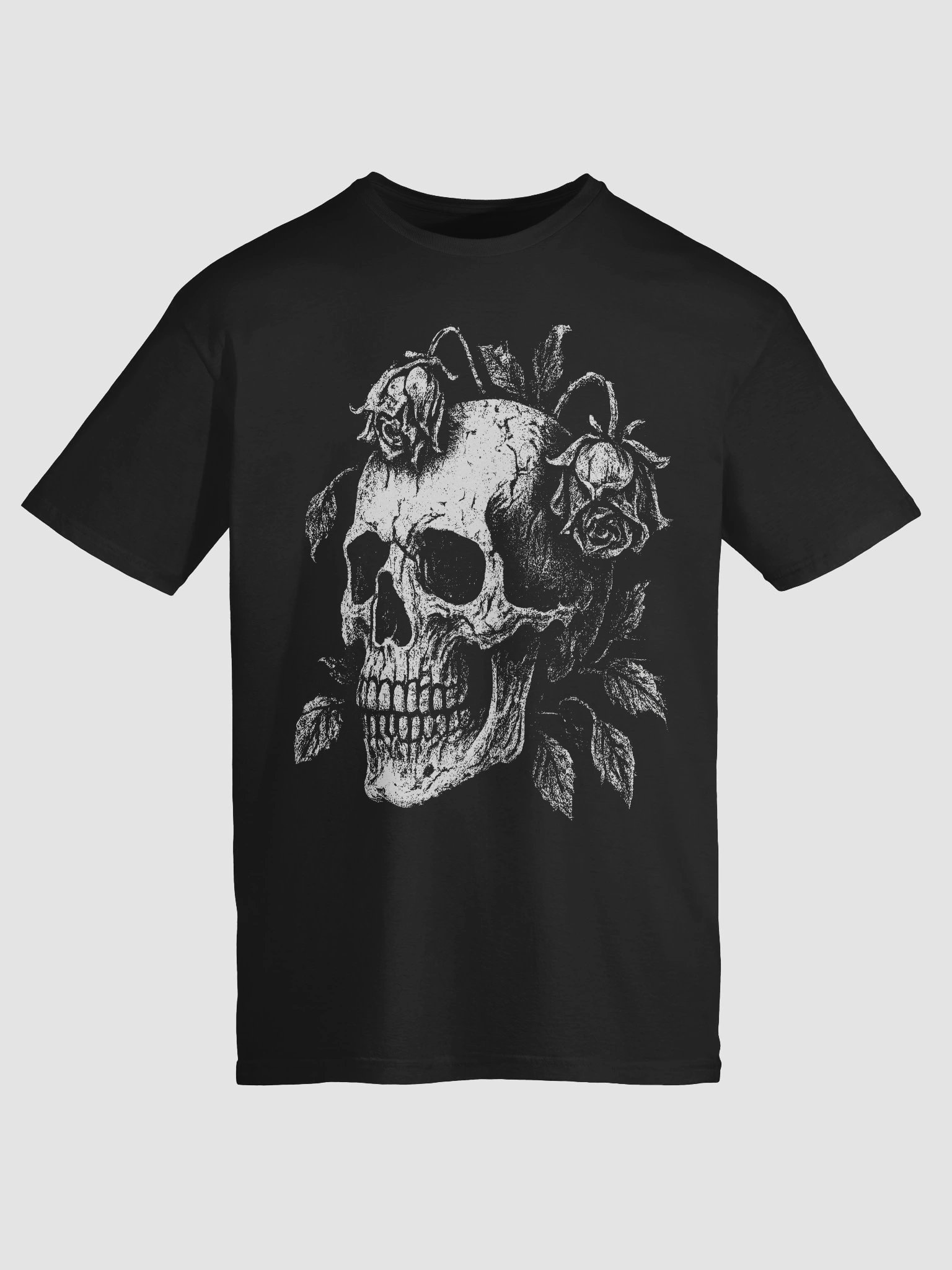 Vintage Skull and Roses Gothic Dark Punk Graphic Tee (02) product image (5)