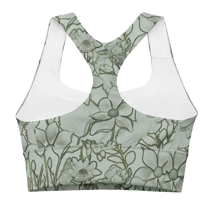 Line Art Florals Light Green/All-Over Print Longline Sports Bra by Sublicolor product image (2)