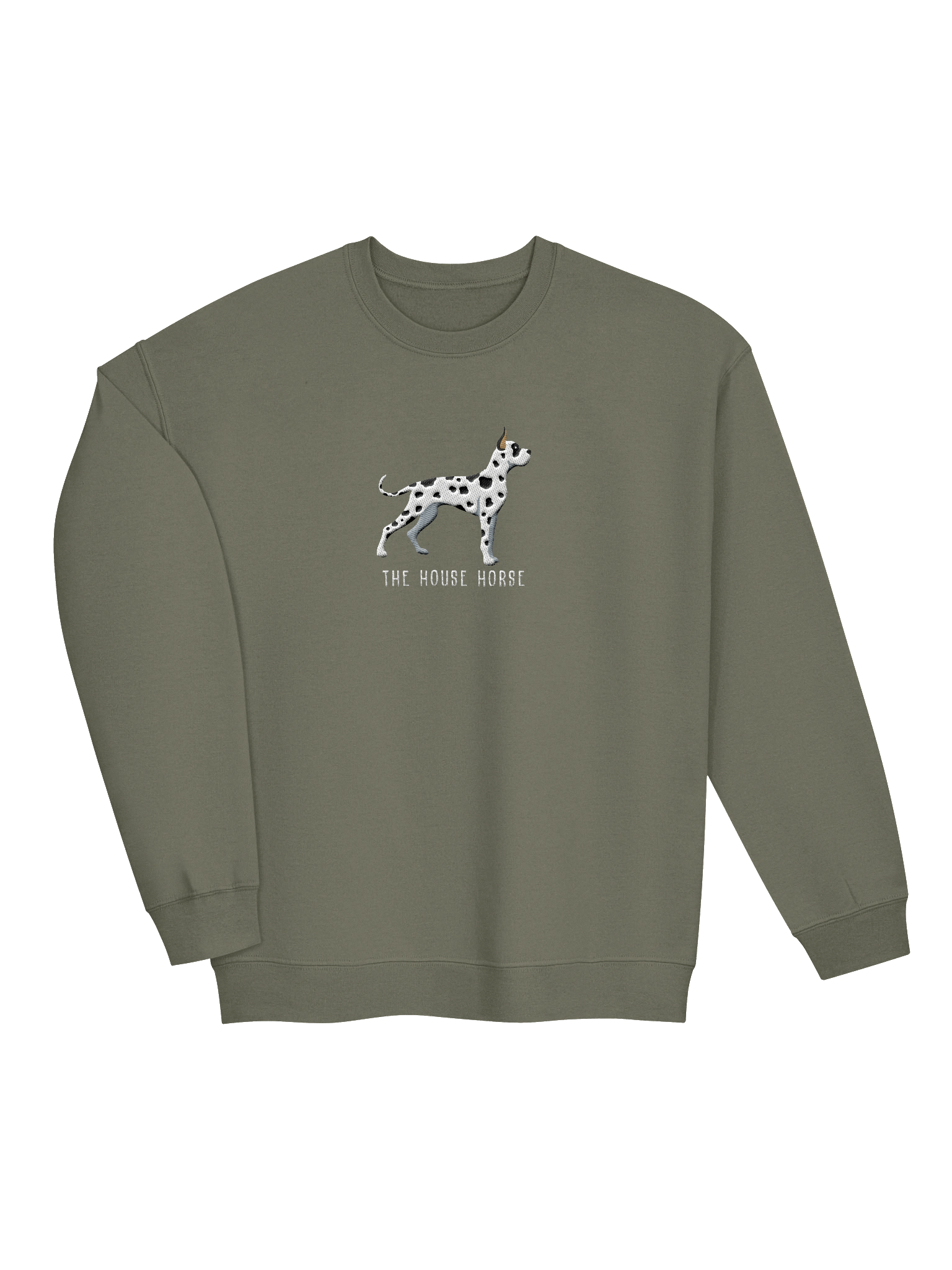 The House Horse Sweatshirt (Embroidered) of a Great Dane(Harlequin, Cropped Ears) product image (19)