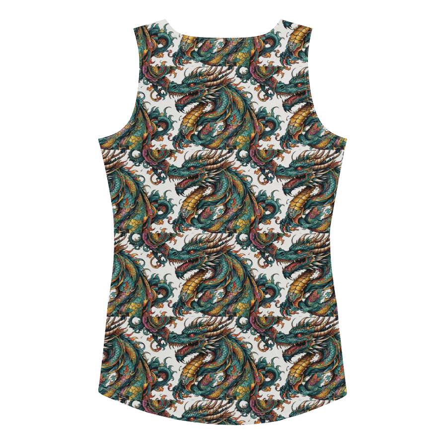 Vivid Dragon Print Sleeveless Shirt: Trendy Mythical Creature Tank Top for Unique Style product image (2)