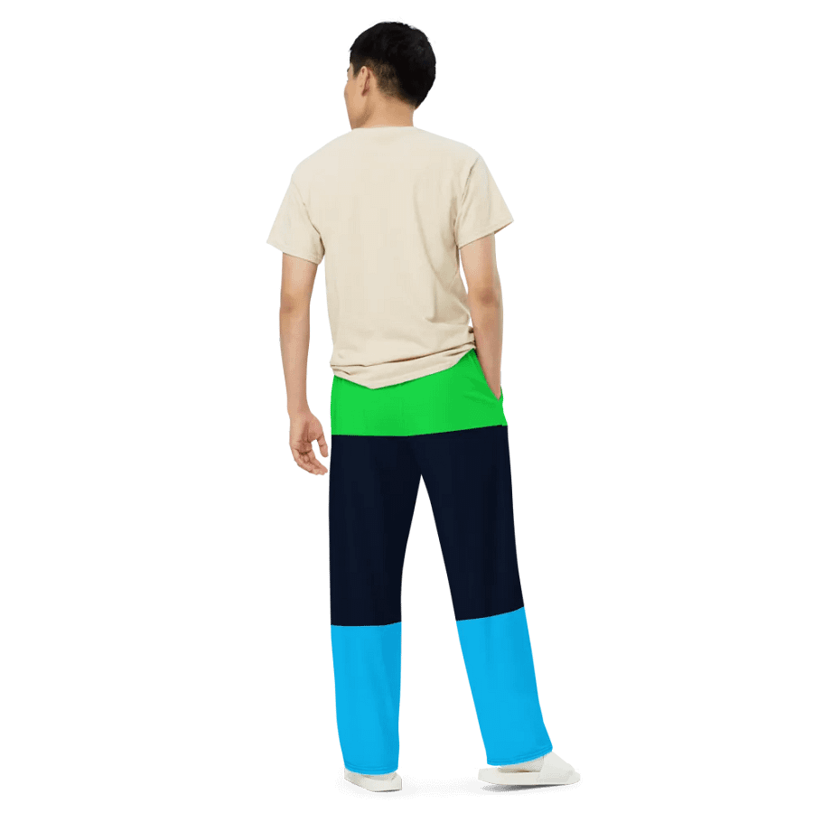 Green Blue Block Unisex Wide Pants product image (5)