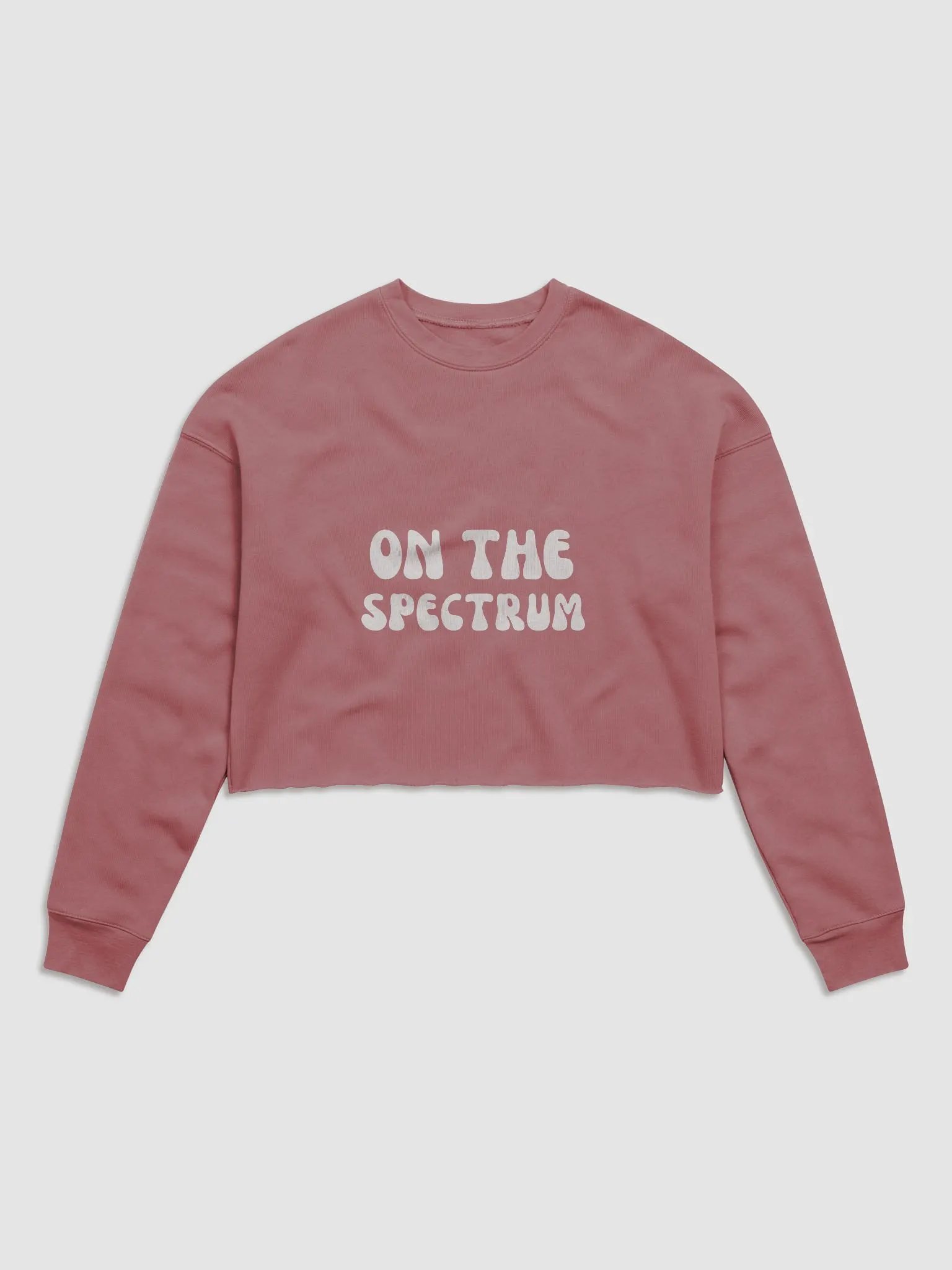 ON THE SPECTRUM (white groovy design) women's fleece crop sweatshirt product image (26)