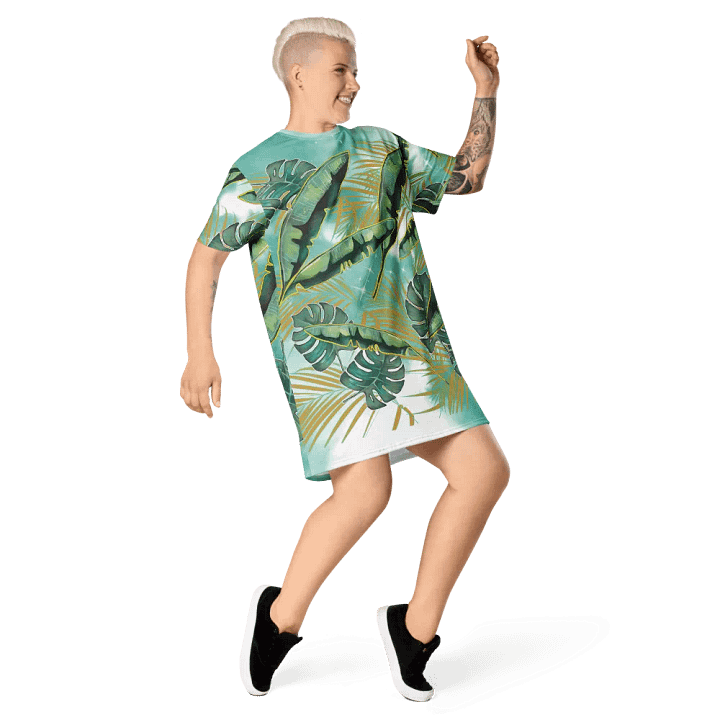 Leafy Paradise Apparel | Botanical Print T-Shirt Dress product image (1)
