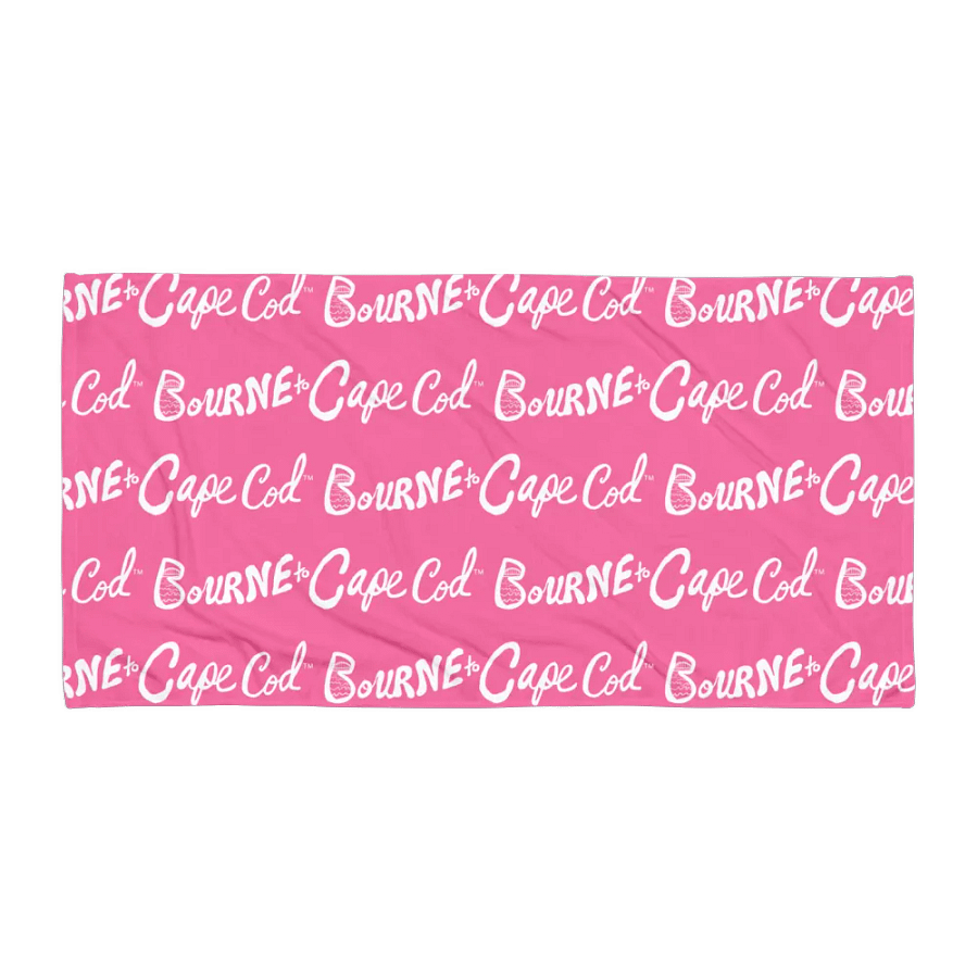 BRN.2C.C.™ | Coastal Classic Beach Towel | All-Over Horizontal Logo Print | Vibrant Colors for Salty Souls | White Logo on Brilliant Rose product image (1)