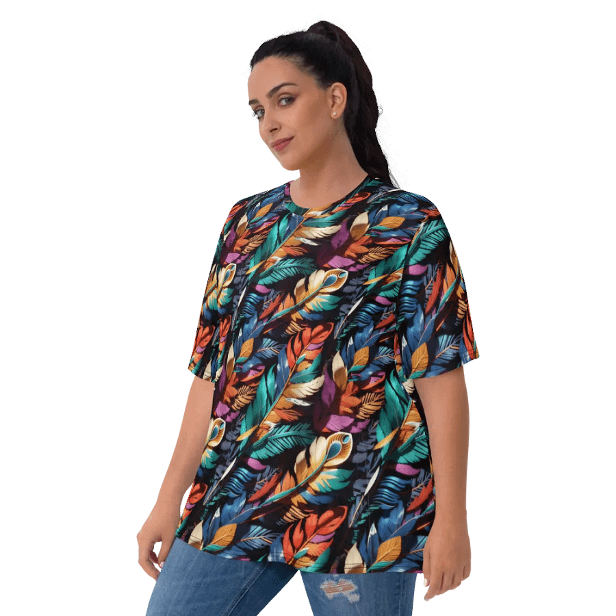 Colorful Feather Pattern All Over Print T-shirt product image (10)