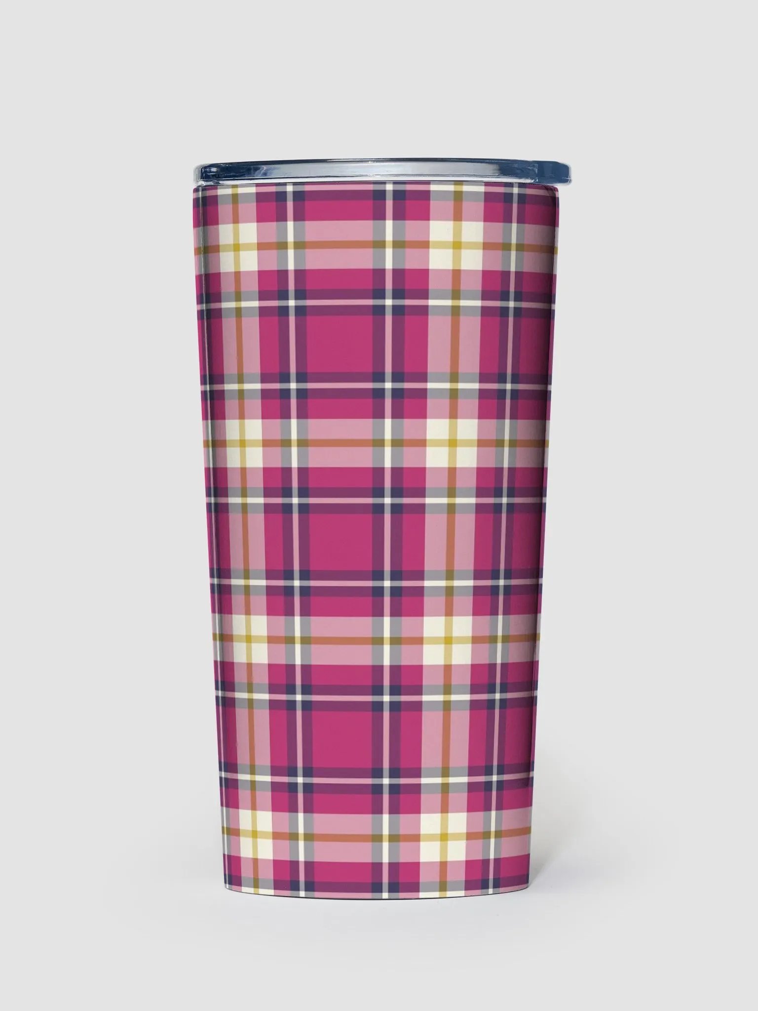 Hot Pink and Navy Blue Plaid Travel Tumbler product image (2)
