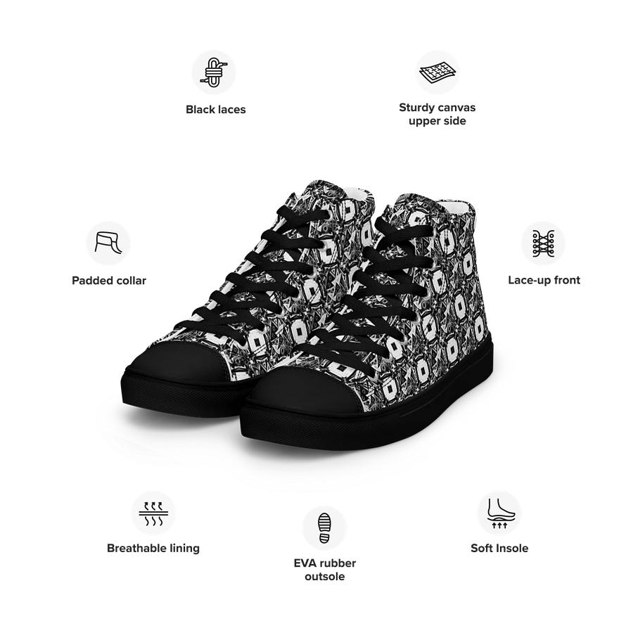 Abstract Monochrome Pattern Shapes and Squares Men's Canvas Shoes High Tops product image (21)