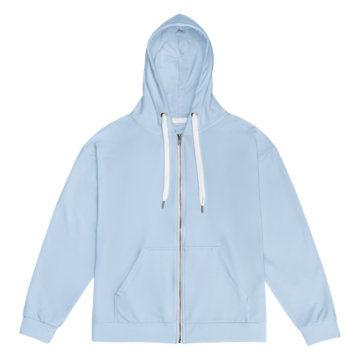 Baby Blue Solid Color Eco Friendly Unisex Zip Hoodie product image (1)