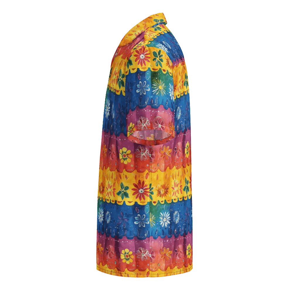 Scalloped Stripe Floral Pattern-Seamless Papel Picado Hawaiian Shirt product image (3)