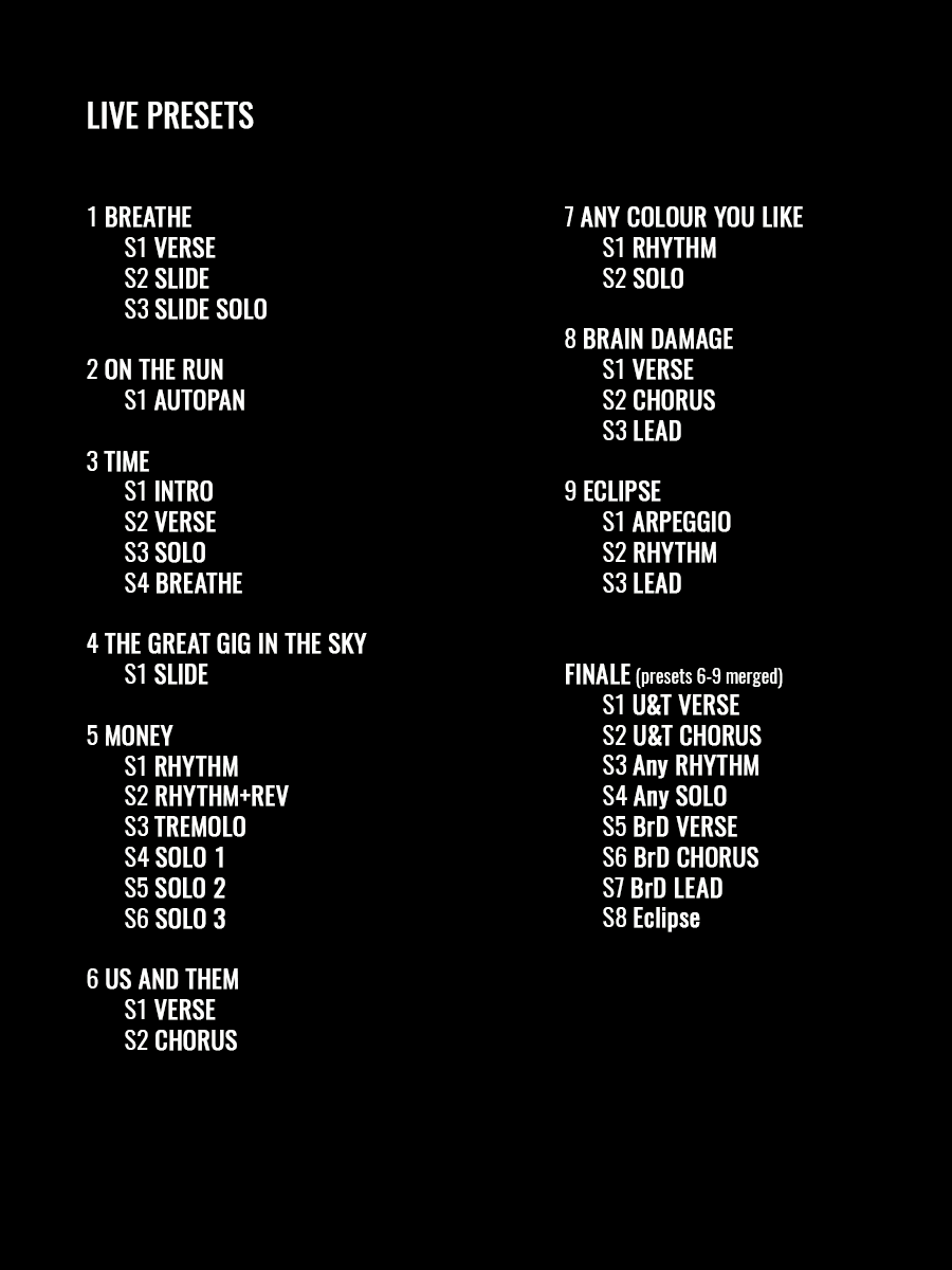 Pink Floyd - The Dark Side Of The Moon | Premium Presets Pack | Line 6 Helix product image (3)