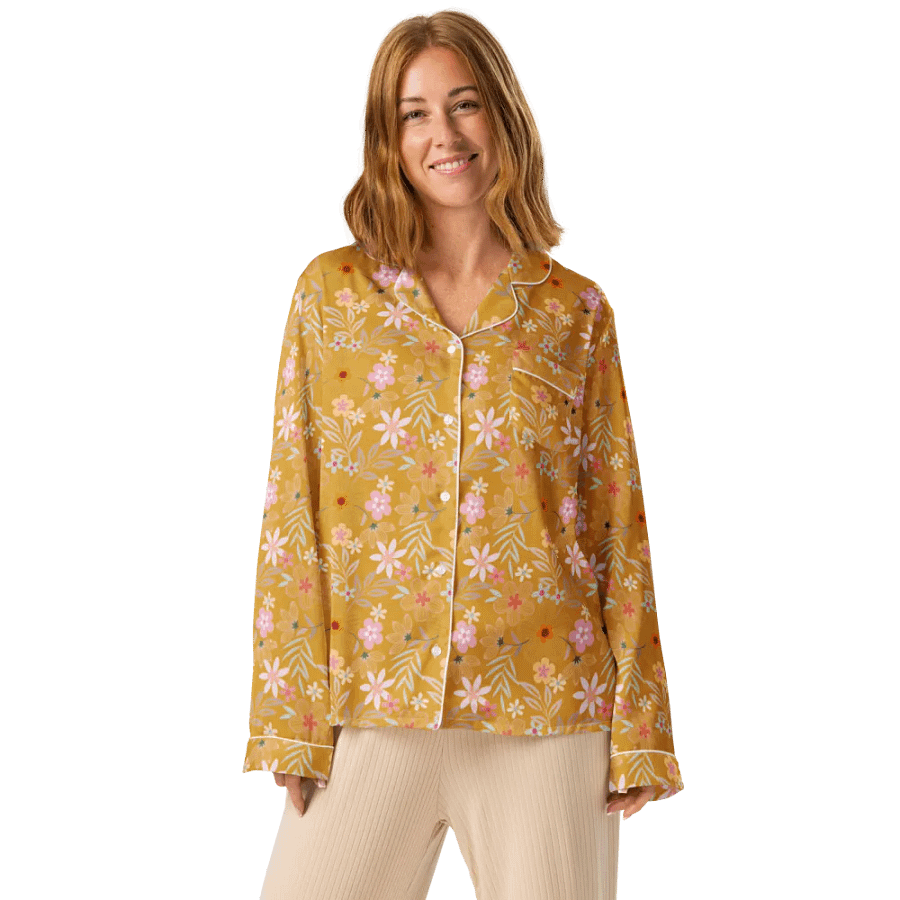 Buttercup Floral Silk Pajama Top – Elegant Comfort in Bloom product image (1)