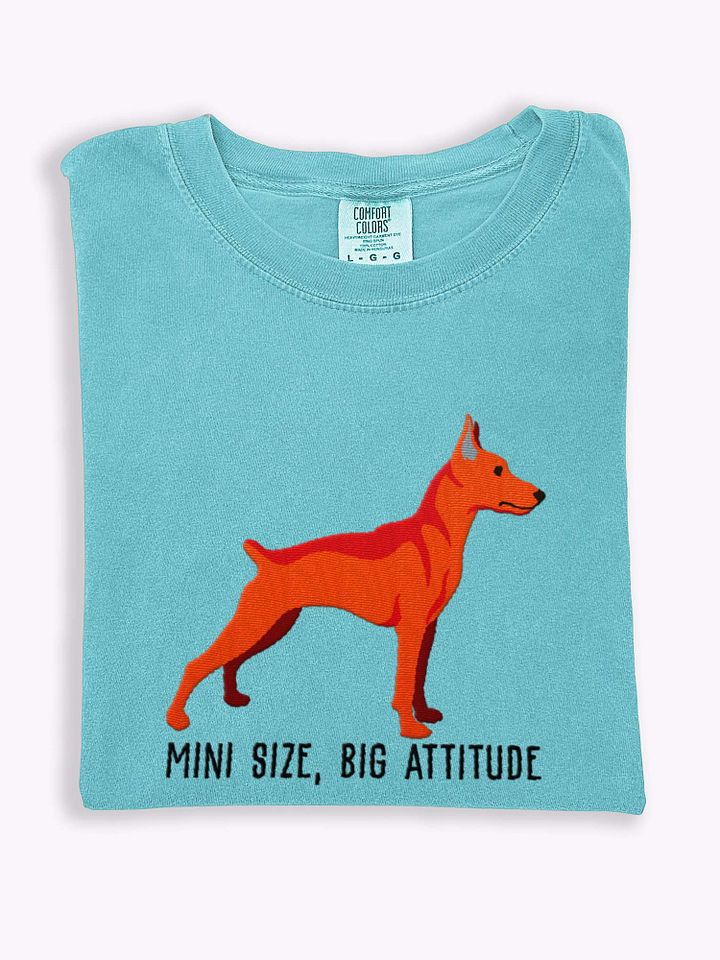 Mini Size, Big Attitude T-Shirt(Embroidered) of a Mini Pinscher(Red) product image (1)