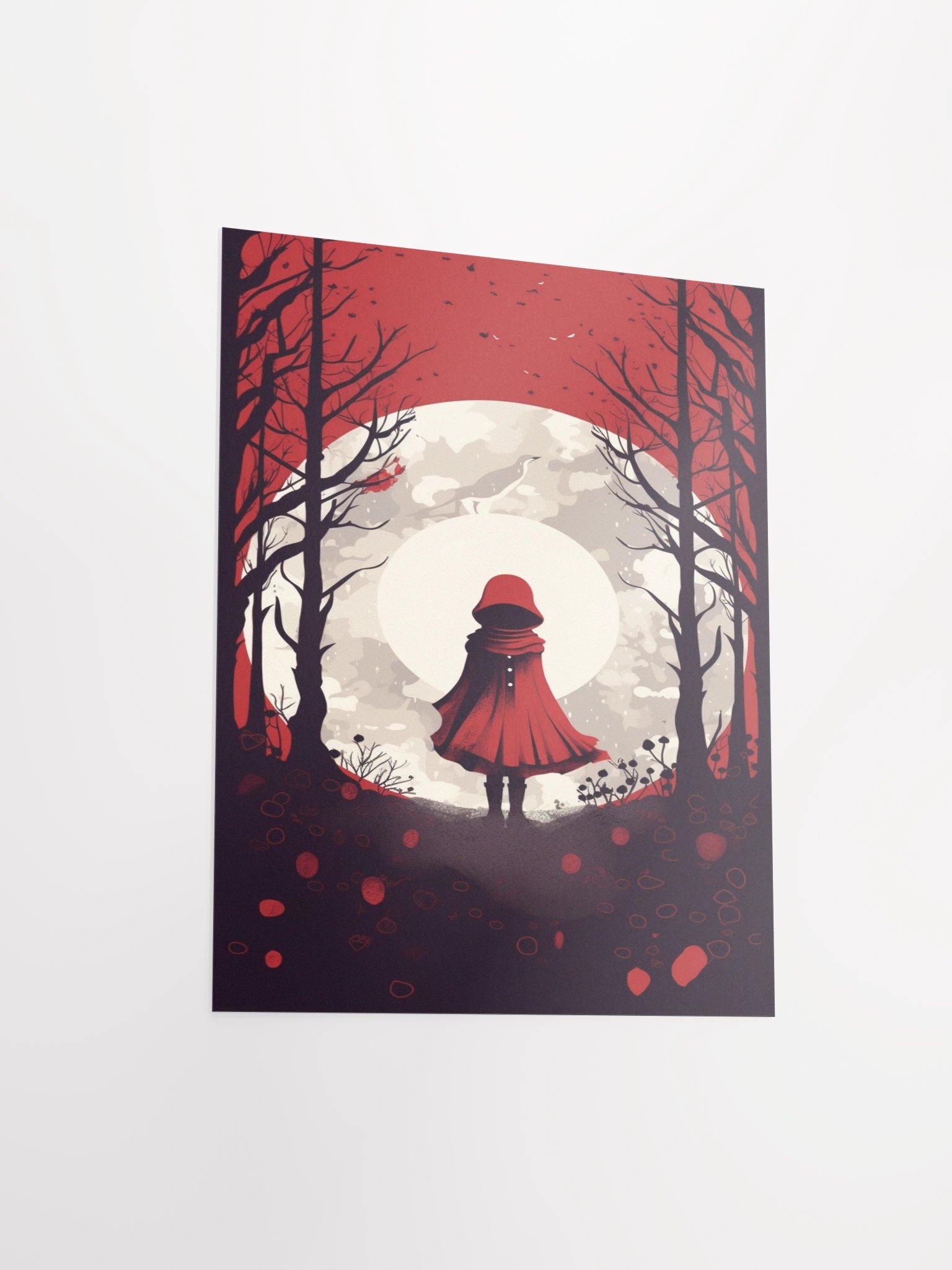 Dark Red Ridding Hood Matte Unframed Wall Art Paper Canvas product image (12)