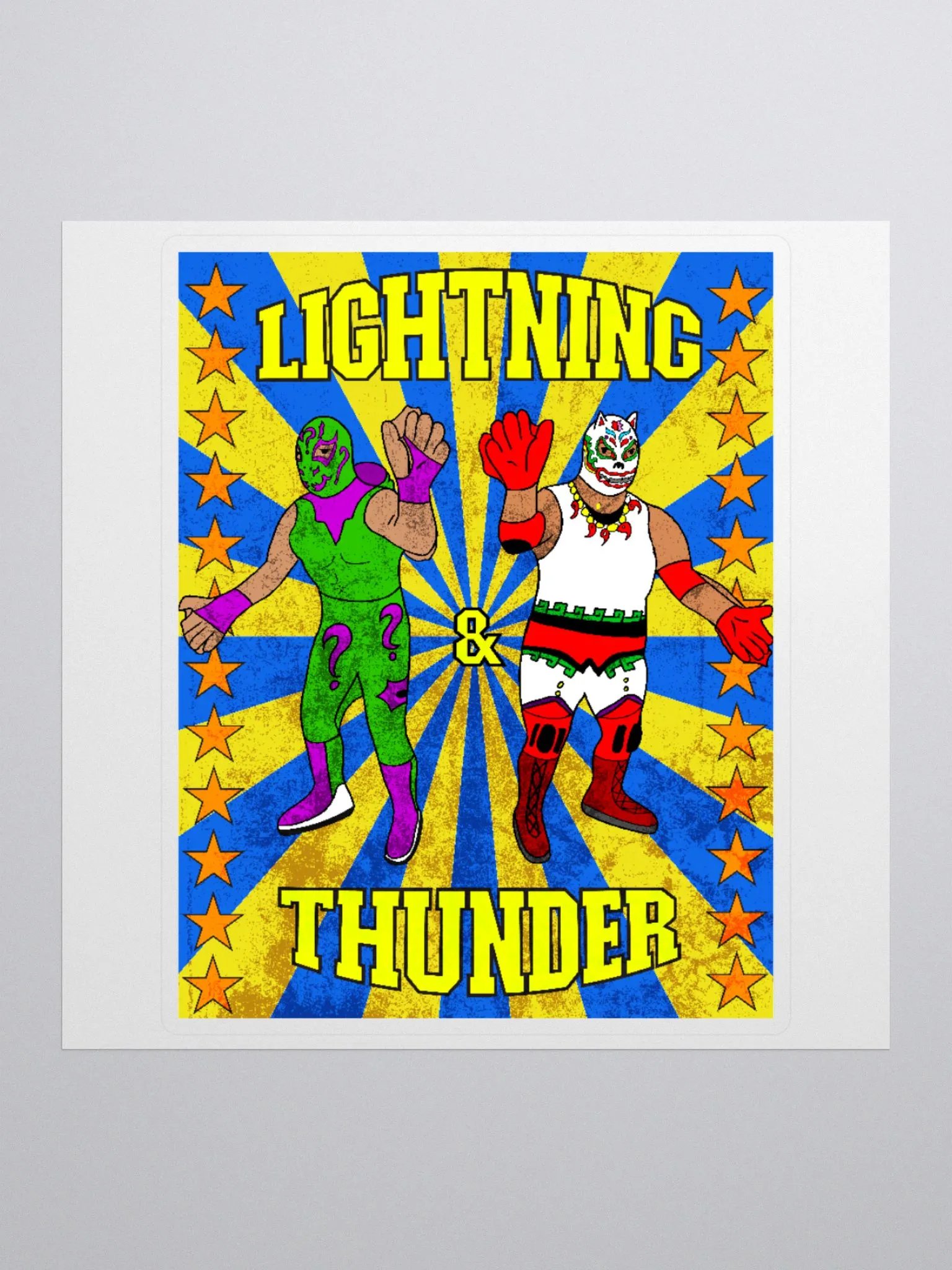Lightning & Thunder Lucha Figures Sticker product image (1)