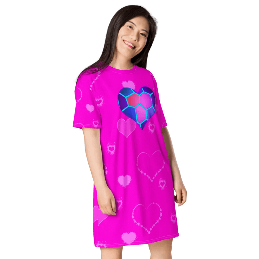 DiesmaHeart Hot Pink Hearts T-Shirt Dress product image (5)
