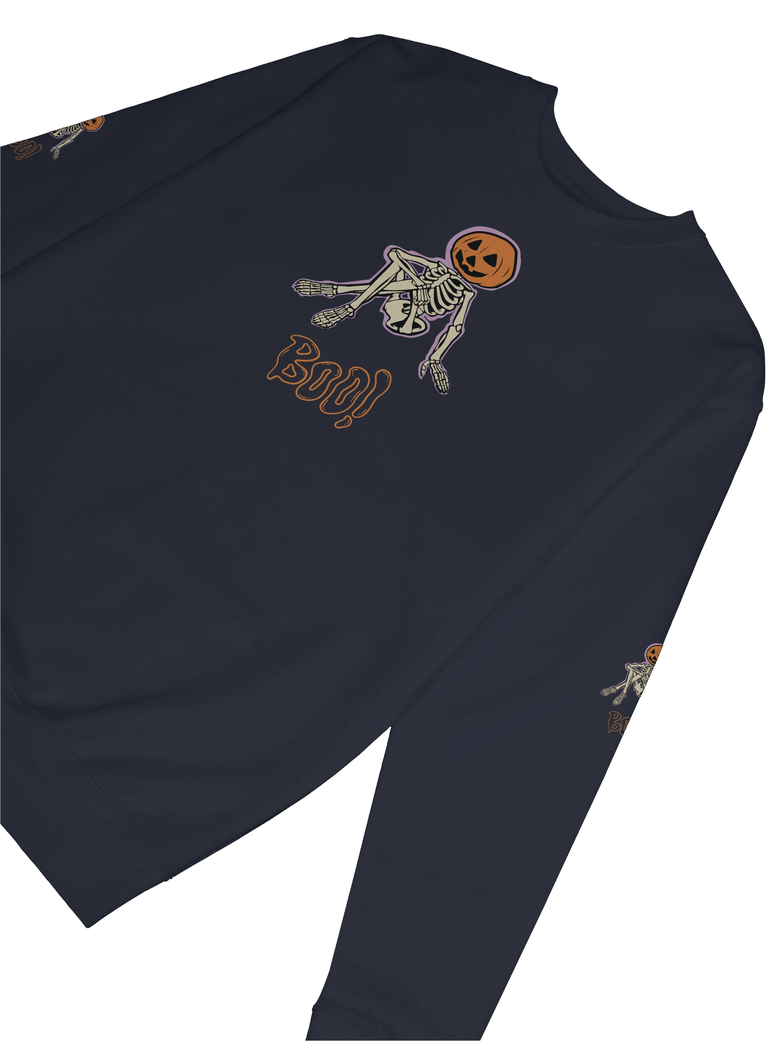 Pumpkin Head Skeleton Sweatshirt with BOO Design product image (53)