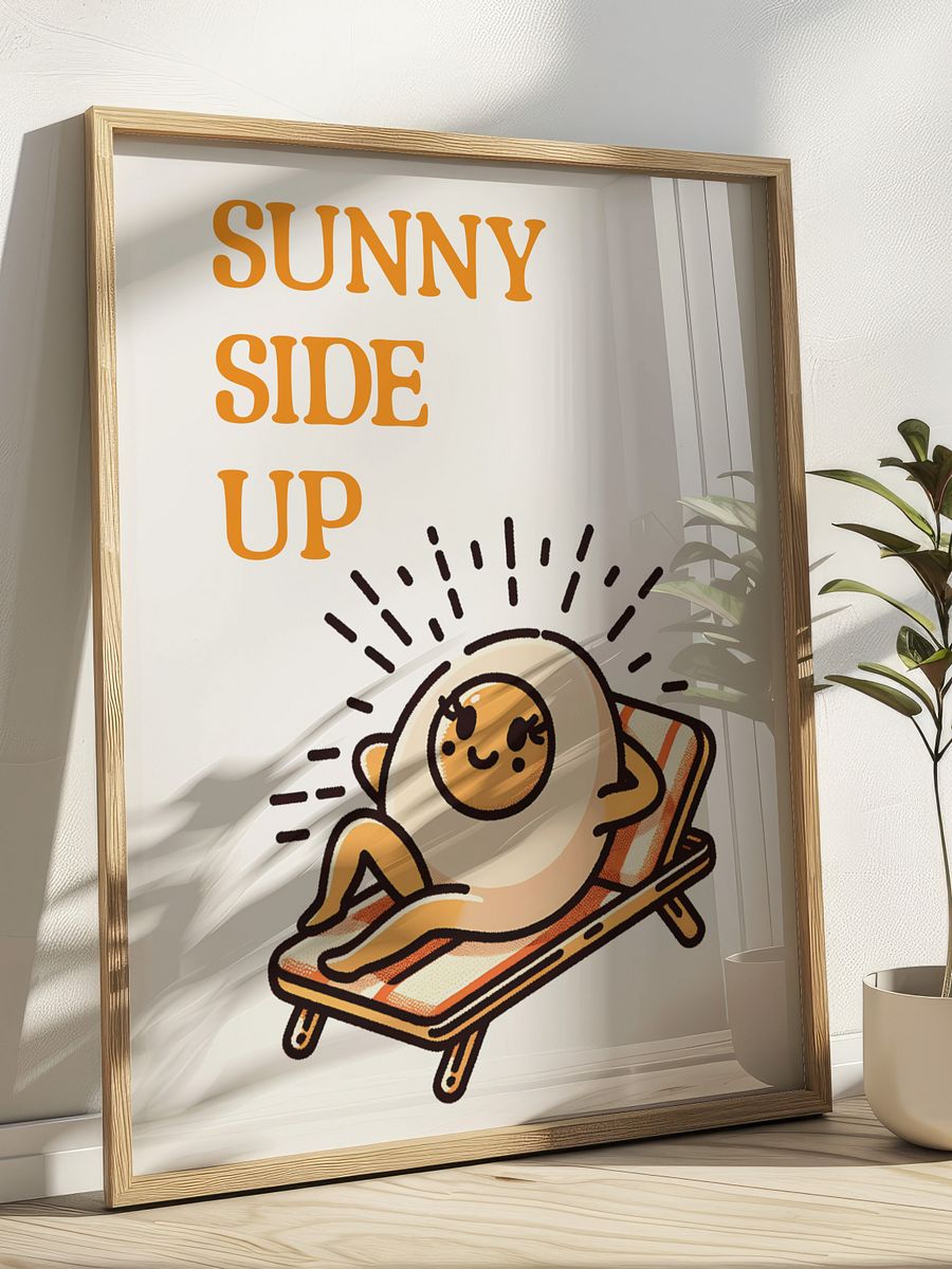 Sunny Side Up Egg Mascot Retro Art Print product image (1)