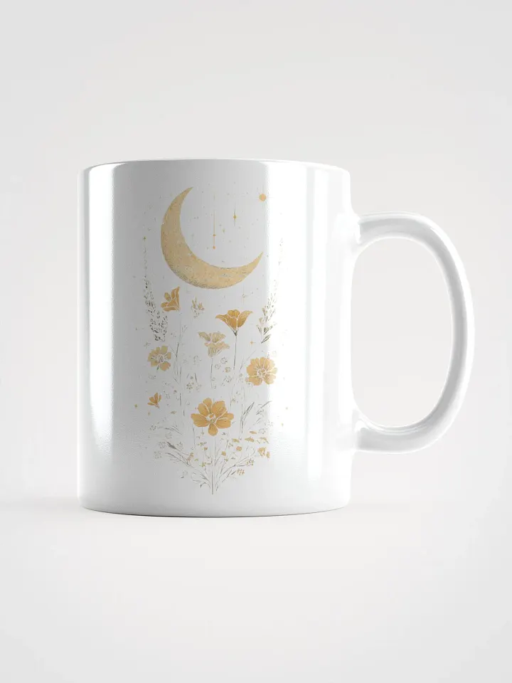 Floral Crescent Moon White Glossy Mug product image (1)