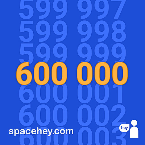 SpaceHey just hit 600k users!! That's incredible! 🤯
Thank you to everyone of you! You're awesome! 🥳

#spacehey #600k #retroso...