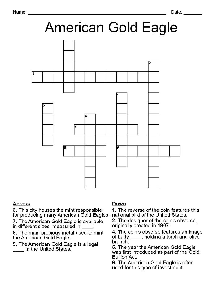 Old Gold Coin Crossword Puzzle - American Gold Eagle product image (2)