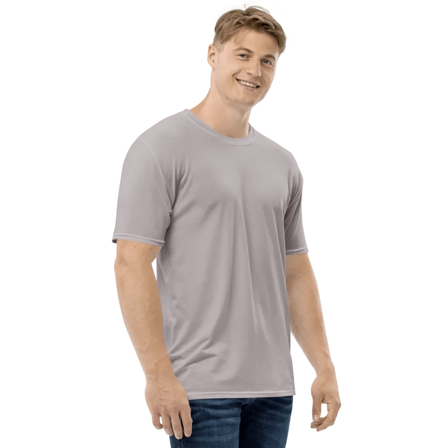 Plain Gray True Summer Men's Crewneck Polyester Heavyweight Premium T-Shirt by Treasure Pie product image (6)