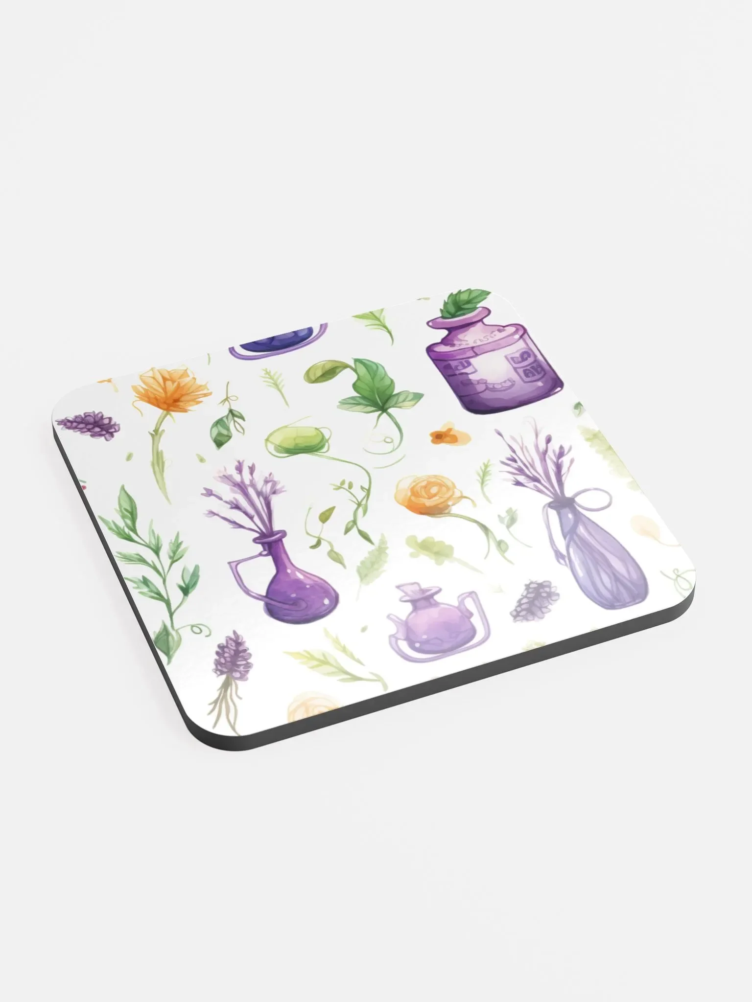 Glossed Cork Coaster 🟩 🟪 Fascinating Watercolor Pattern - Motif 3 product image (2)