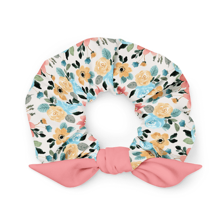 Floral Scrunchie with Pink Bow | Sustainable Hair Accessory product image (1)