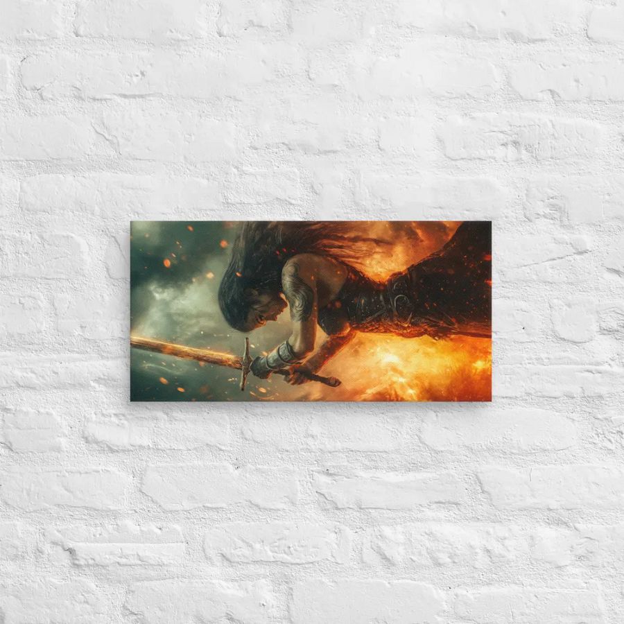 Female warrior raising her sword 02 - Canvas product image (2)