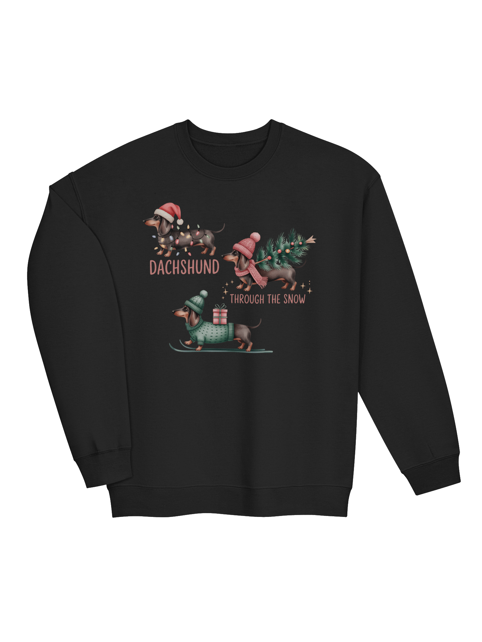 Dachshund Through The Snow Sweatshirt – Cute Holiday Doxie Design product image (2)