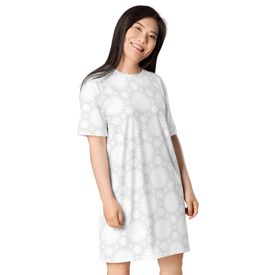 Abstract Pale Monochrome Shapes T Shirt Dress product image (9)