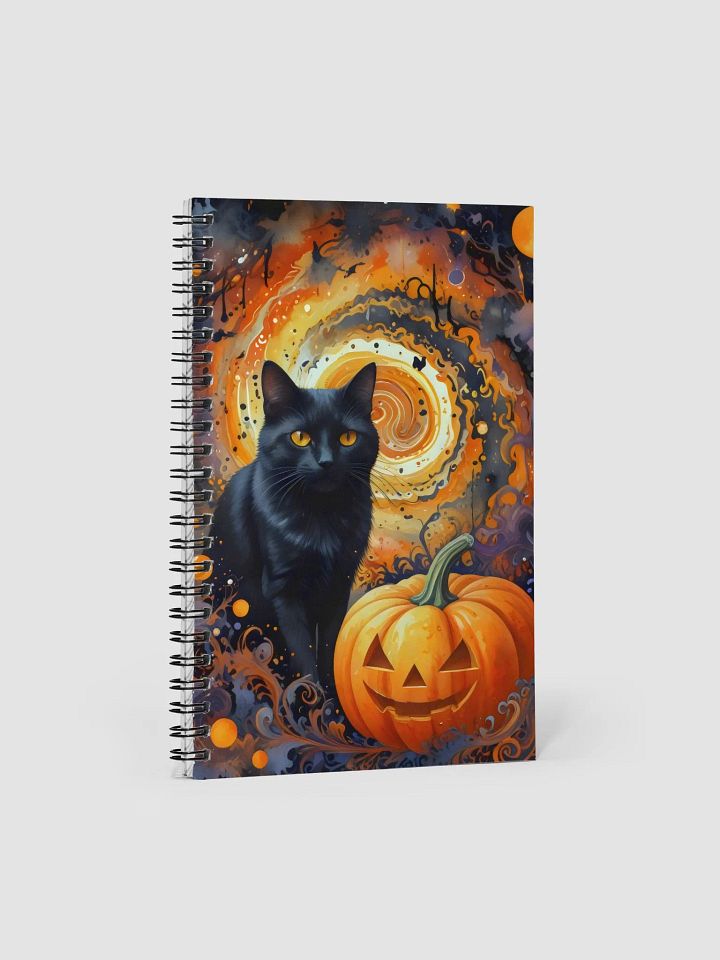Celestial Black Cat & Pumpkin Spiral Notebook product image (1)