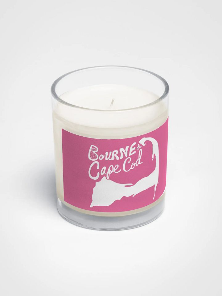 BOURNE to Cape Cod™ | Beach Vibes Candle | Unscented Soy Wax in Glass Jar | White Logo on Brilliant Rose Pink product image (2)