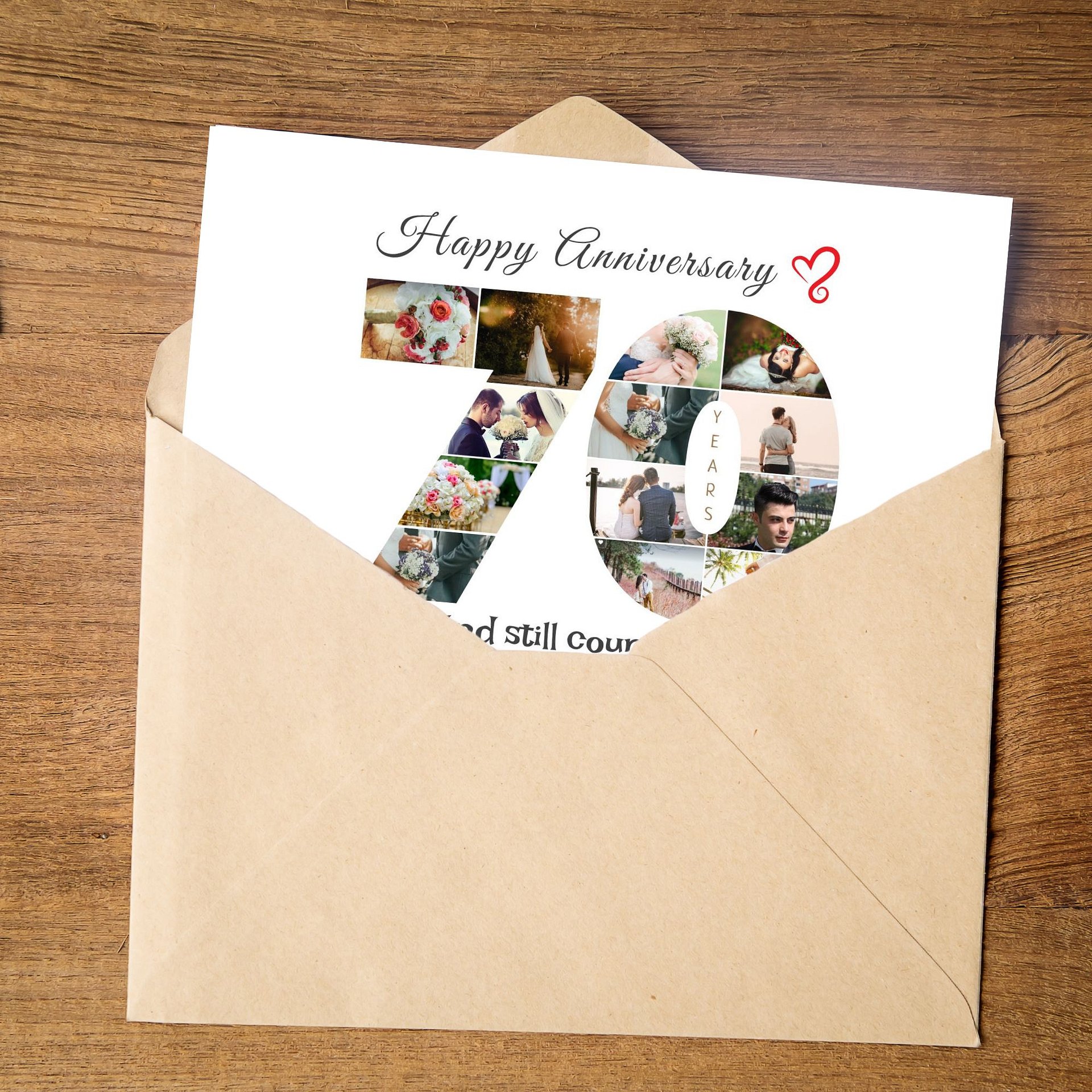 70 Year Anniversary Photo Card Editable Canva Template product image (2)