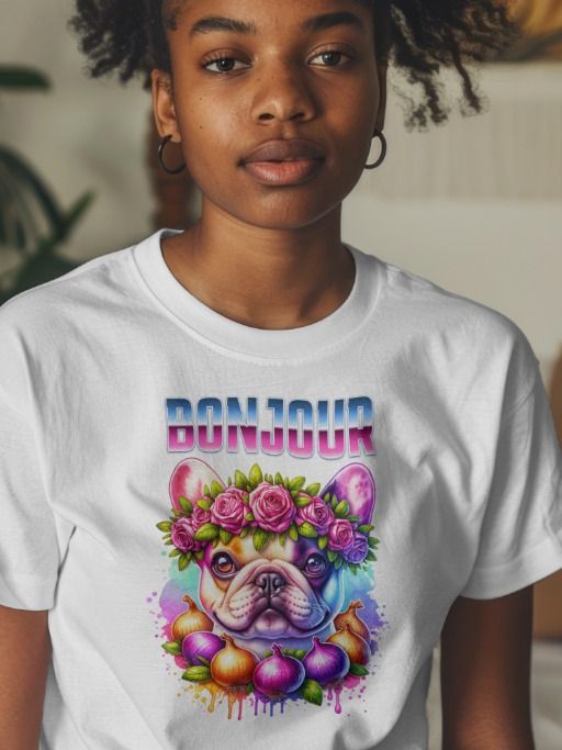 French Bulldog Bonjour Floral T-shirt product image (1)