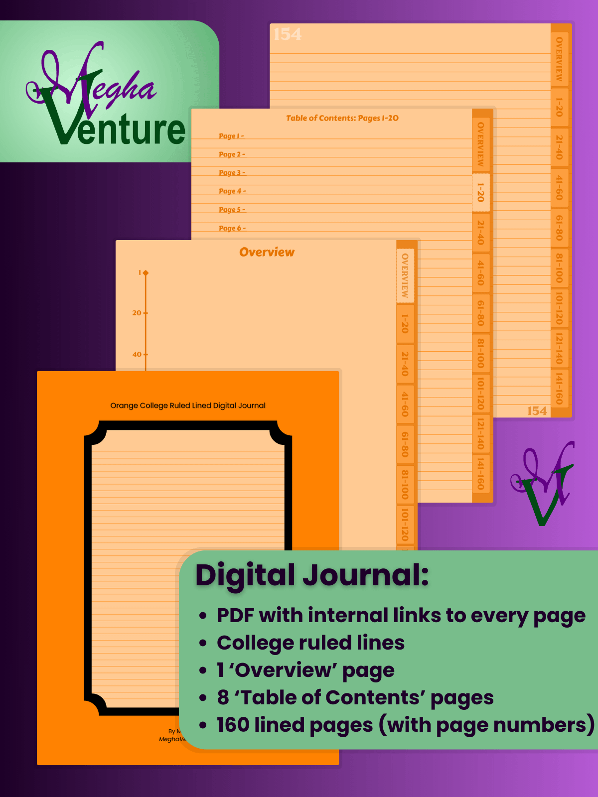 Orange College Ruled Lined Digital Journal product image (1)
