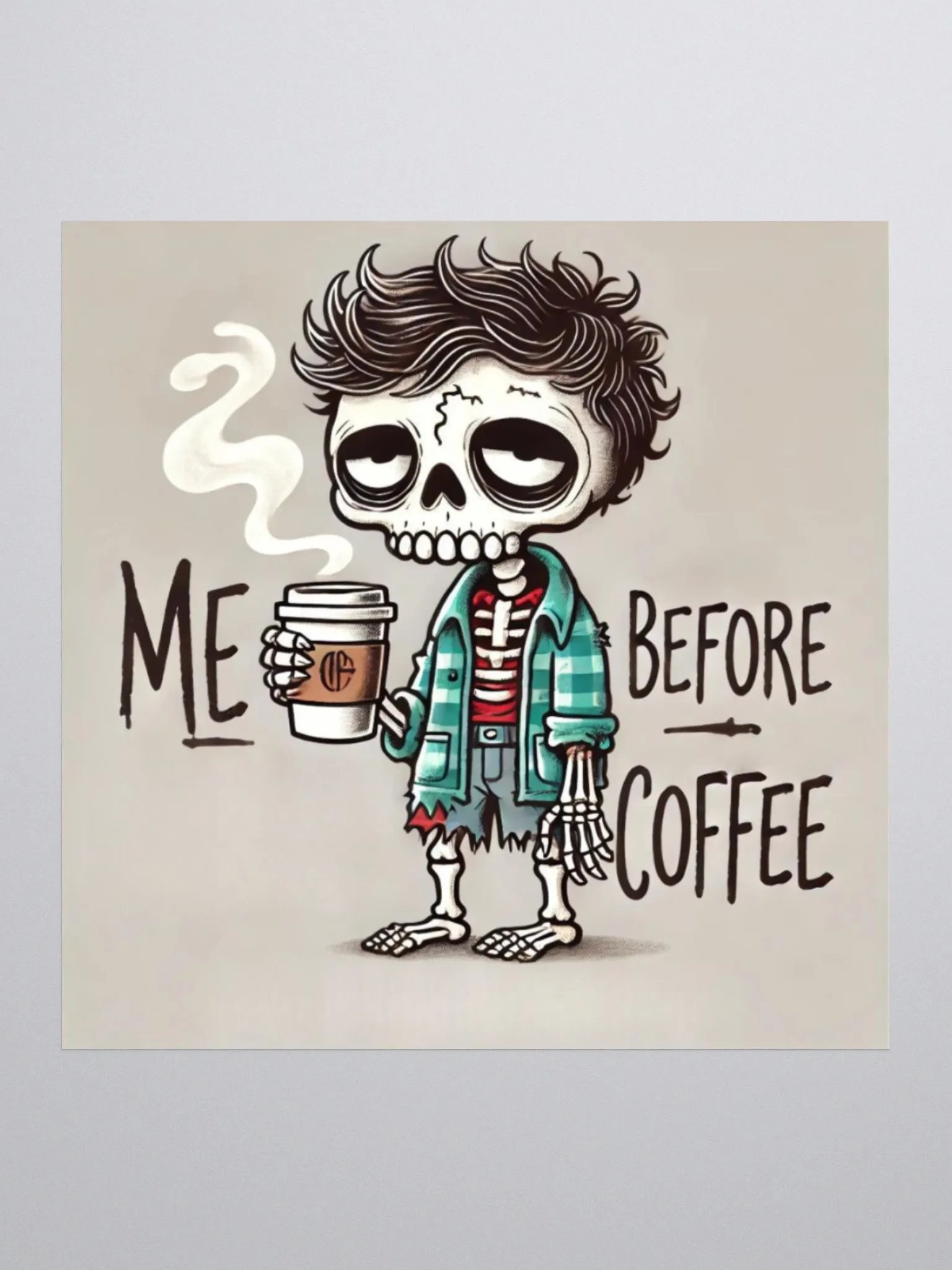 Me Before Coffee - Zombie Dude Kiss-Cut Sticker product image (1)